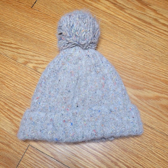 J. Crew Women's Pom Pom Winter Hat Beanie Wool/Alpaca/Nylon/Silk Tan/Multicolor - Picture 4 of 6